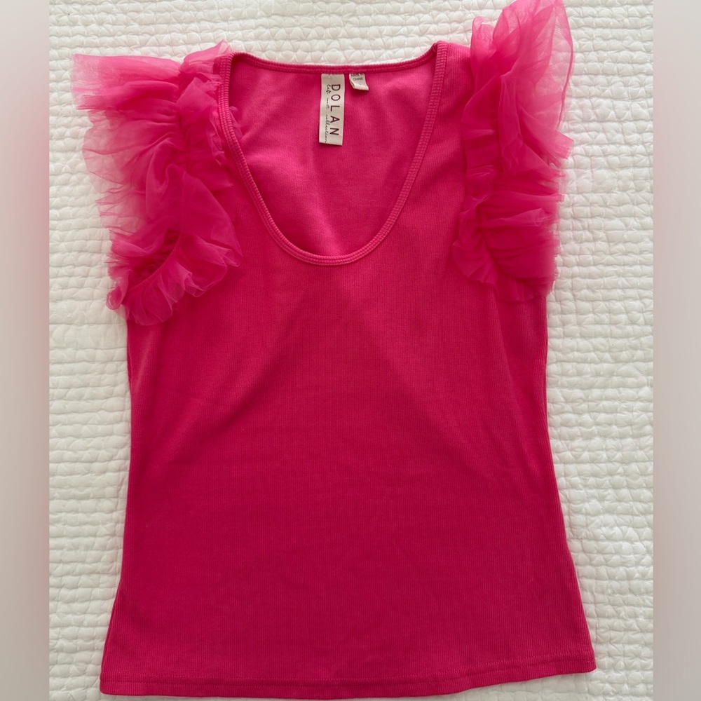 Anthropologie: Dolan Fuchsia Top with Ruffled Sleeves